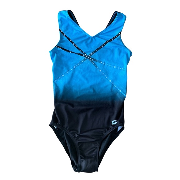 GK Blue and Black Diamonds Leotard Size Adult Large - Picture 1 of 9